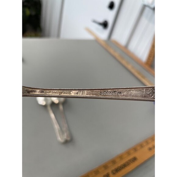 1847 Rogers Bros Silverplate Teaspoons 7" Adoration Pattern Set of 3 Vintage - Picture 5 of 7